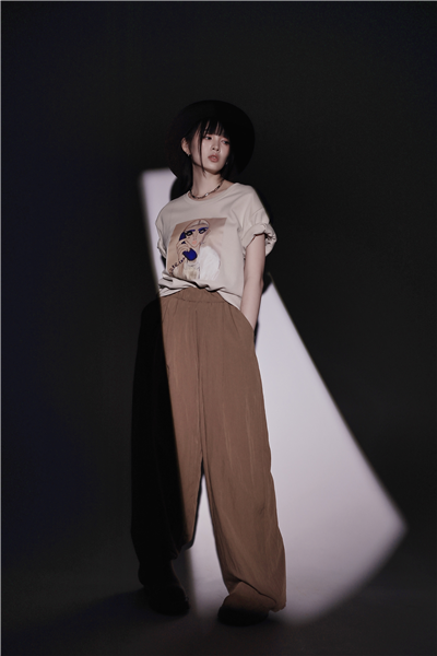 皺感寬褲 